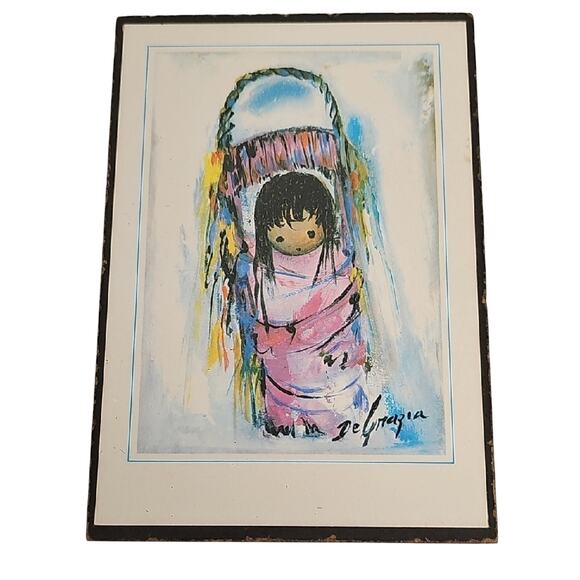 Ted Degrazia Vintage Trio of Framed Indian Children Art Prints 5" x 3.5" - Picture 5 of 10